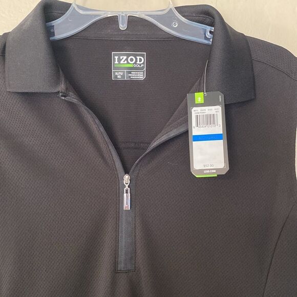 NWT- Izod Black Sleeveless Zip Polo - Picture 3 of 6